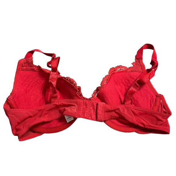 Wonderbra Red Lace Underwire Bra 38C Floral Design Comfortable Fit - Picture 2 of 3